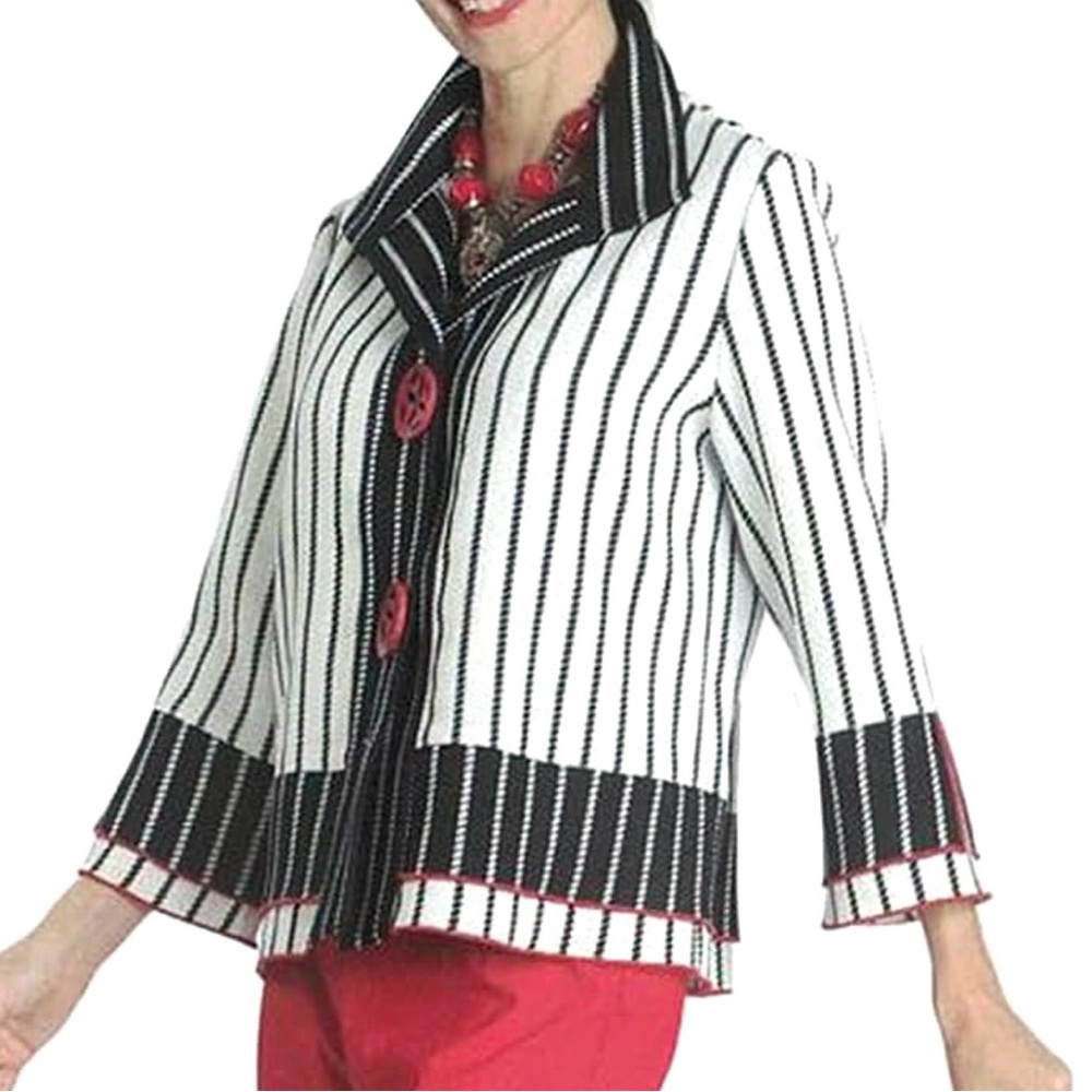 IC by CONNIE K Striped Jacket with Red Accents NWOT
